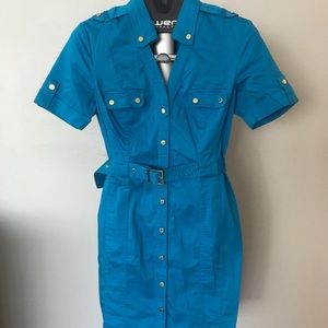 Calvin Klein Dress with Gold Button Detail Belt